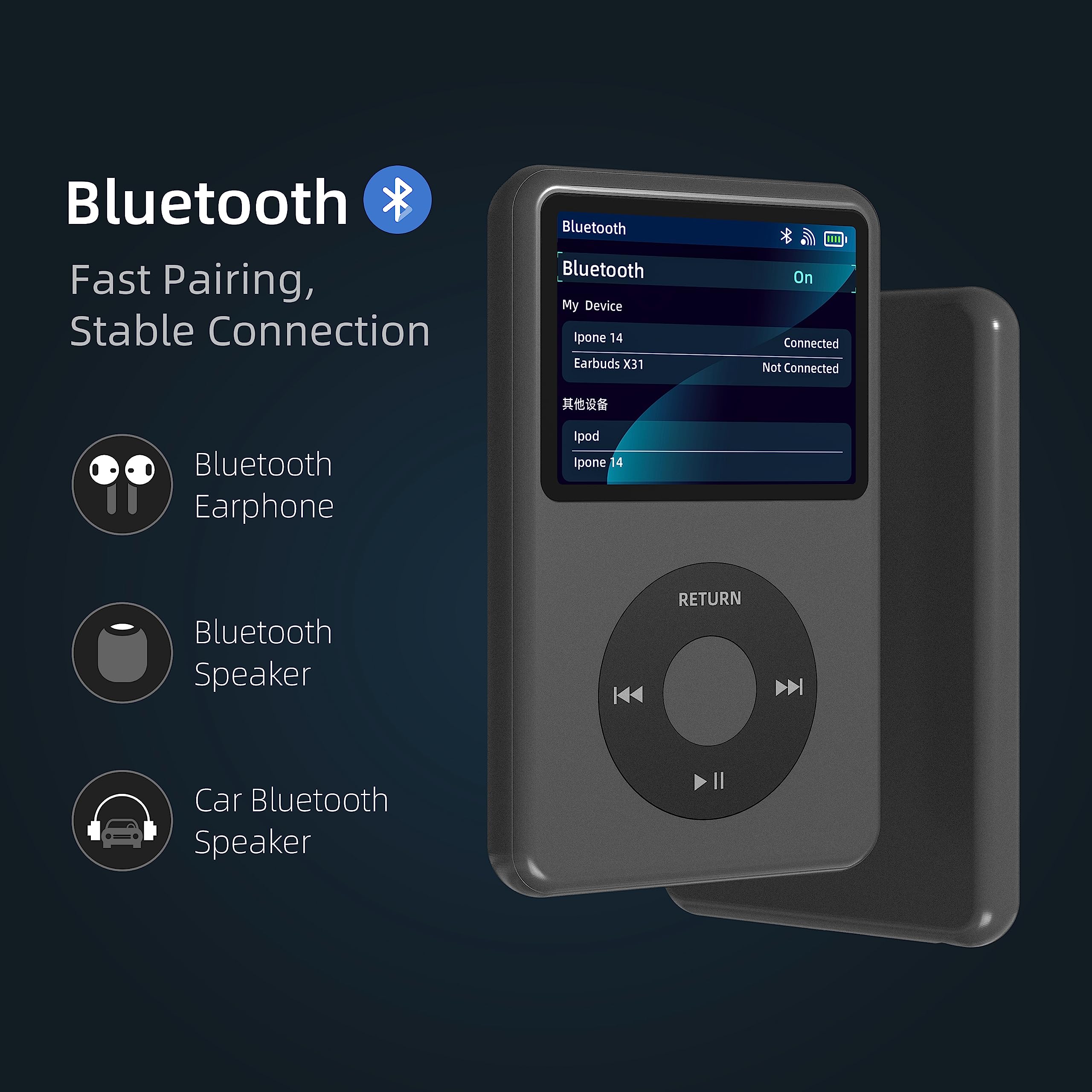 Amazon.com: Y1 Mp3 Player with Bluetooth 64G Innioasis Grey